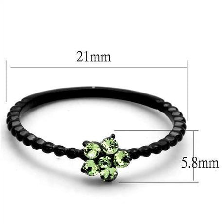 IP Black(Ion Plating) Stainless Steel Ring with Top Grade Crystal  in Peridot