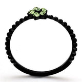 IP Black(Ion Plating) Stainless Steel Ring with Top Grade Crystal  in Peridot