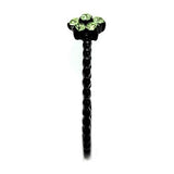 IP Black(Ion Plating) Stainless Steel Ring with Top Grade Crystal  in Peridot