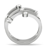 High polished (no plating) Stainless Steel Ring with Top Grade Crystal  in Clear