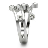 High polished (no plating) Stainless Steel Ring with Top Grade Crystal  in Clear