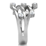 High polished (no plating) Stainless Steel Ring with Top Grade Crystal  in Clear