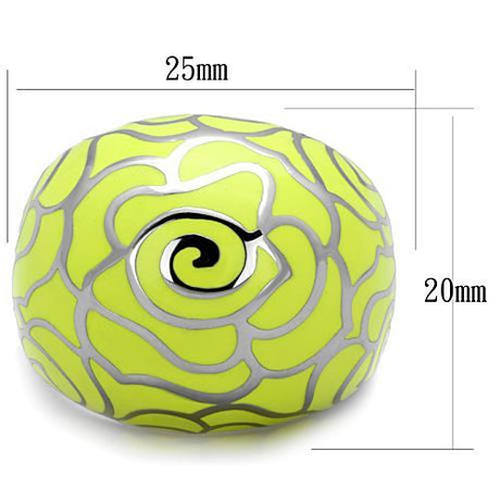 High polished (no plating) Stainless Steel Ring with Epoxy  in Citrine Yellow