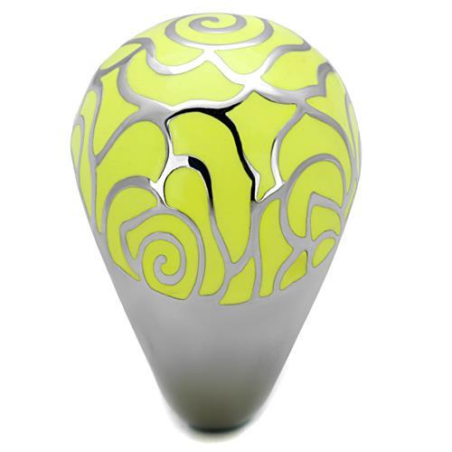 High polished (no plating) Stainless Steel Ring with Epoxy  in Citrine Yellow