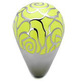 High polished (no plating) Stainless Steel Ring with Epoxy  in Citrine Yellow