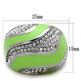 High polished (no plating) Stainless Steel Ring with Top Grade Crystal  in Clear