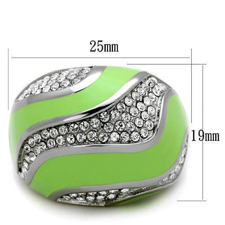 High polished (no plating) Stainless Steel Ring with Top Grade Crystal  in Clear