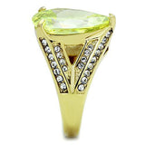 IP Gold(Ion Plating) Stainless Steel Ring with AAA Grade CZ  in Apple Green color