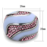 High polished (no plating) Stainless Steel Ring with Top Grade Crystal  in Light Rose