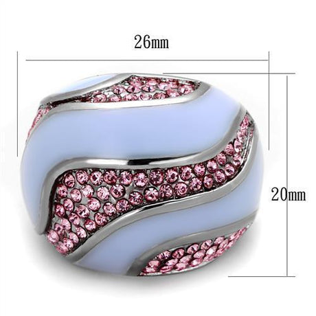 High polished (no plating) Stainless Steel Ring with Top Grade Crystal  in Light Rose