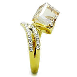 IP Gold(Ion Plating) Stainless Steel Ring with Top Grade Crystal  in Champagne