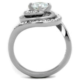 High polished (no plating) Stainless Steel Ring with AAA Grade CZ  in Clear