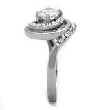 High polished (no plating) Stainless Steel Ring with AAA Grade CZ  in Clear