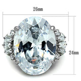 High polished (no plating) Stainless Steel Ring with AAA Grade CZ  in Clear