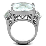 High polished (no plating) Stainless Steel Ring with AAA Grade CZ  in Clear