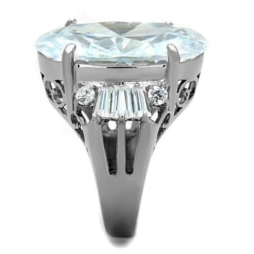High polished (no plating) Stainless Steel Ring with AAA Grade CZ  in Clear