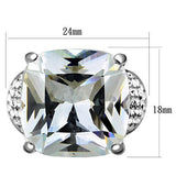 High polished (no plating) Stainless Steel Ring with AAA Grade CZ  in Clear