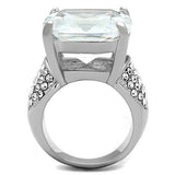 High polished (no plating) Stainless Steel Ring with AAA Grade CZ  in Clear