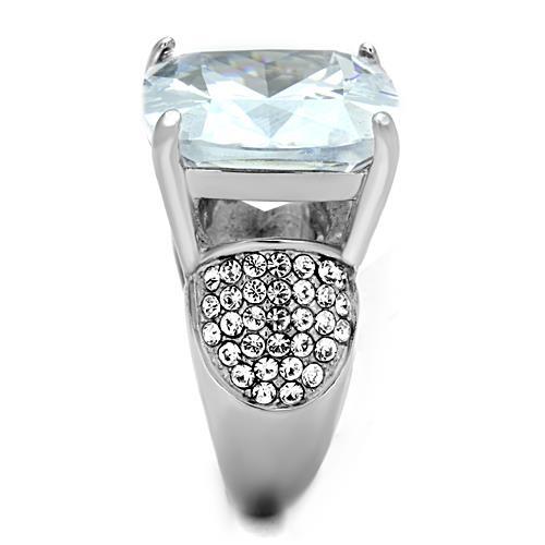 High polished (no plating) Stainless Steel Ring with AAA Grade CZ  in Clear