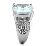 High polished (no plating) Stainless Steel Ring with AAA Grade CZ  in Clear