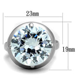 High polished (no plating) Stainless Steel Ring with AAA Grade CZ  in Clear