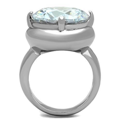 High polished (no plating) Stainless Steel Ring with AAA Grade CZ  in Clear