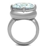 High polished (no plating) Stainless Steel Ring with AAA Grade CZ  in Clear