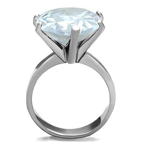 High polished (no plating) Stainless Steel Ring with AAA Grade CZ  in Clear