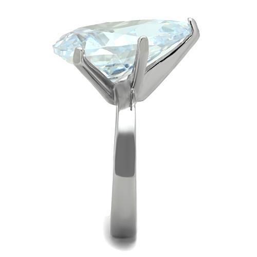 High polished (no plating) Stainless Steel Ring with AAA Grade CZ  in Clear