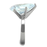 High polished (no plating) Stainless Steel Ring with AAA Grade CZ  in Clear