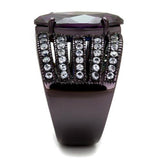 IP Dark Brown (IP coffee) Stainless Steel Ring with AAA Grade CZ  in Amethyst