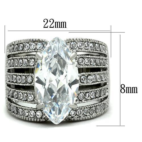 High polished (no plating) Stainless Steel Ring with AAA Grade CZ  in Clear