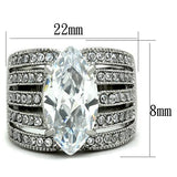 High polished (no plating) Stainless Steel Ring with AAA Grade CZ  in Clear