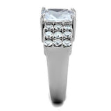 High polished (no plating) Stainless Steel Ring with AAA Grade CZ  in Clear