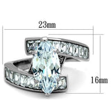 High polished (no plating) Stainless Steel Ring with AAA Grade CZ  in Clear