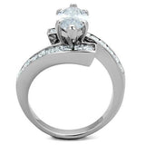 High polished (no plating) Stainless Steel Ring with AAA Grade CZ  in Clear