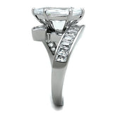 High polished (no plating) Stainless Steel Ring with AAA Grade CZ  in Clear