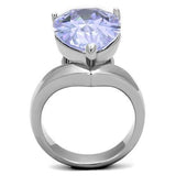 High polished (no plating) Stainless Steel Ring with AAA Grade CZ  in Light Amethyst
