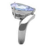 High polished (no plating) Stainless Steel Ring with AAA Grade CZ  in Light Amethyst