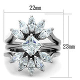 High polished (no plating) Stainless Steel Ring with AAA Grade CZ  in Clear