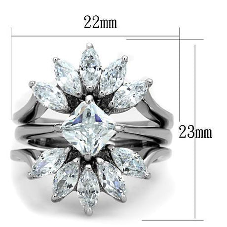 High polished (no plating) Stainless Steel Ring with AAA Grade CZ  in Clear