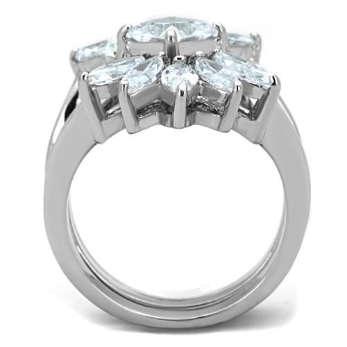 High polished (no plating) Stainless Steel Ring with AAA Grade CZ  in Clear