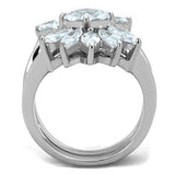 High polished (no plating) Stainless Steel Ring with AAA Grade CZ  in Clear
