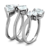 High polished (no plating) Stainless Steel Ring with AAA Grade CZ  in Clear