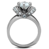 High polished (no plating) Stainless Steel Ring with AAA Grade CZ  in Clear