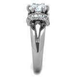 High polished (no plating) Stainless Steel Ring with AAA Grade CZ  in Clear