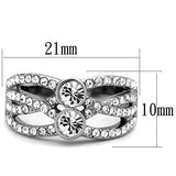 High polished (no plating) Stainless Steel Ring with Top Grade Crystal  in Clear