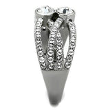 High polished (no plating) Stainless Steel Ring with Top Grade Crystal  in Clear