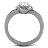 High polished (no plating) Stainless Steel Ring with AAA Grade CZ  in Clear