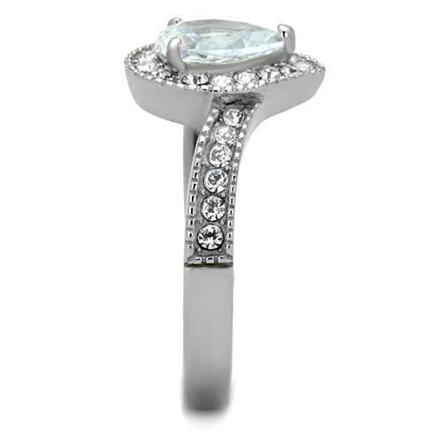 High polished (no plating) Stainless Steel Ring with AAA Grade CZ  in Clear